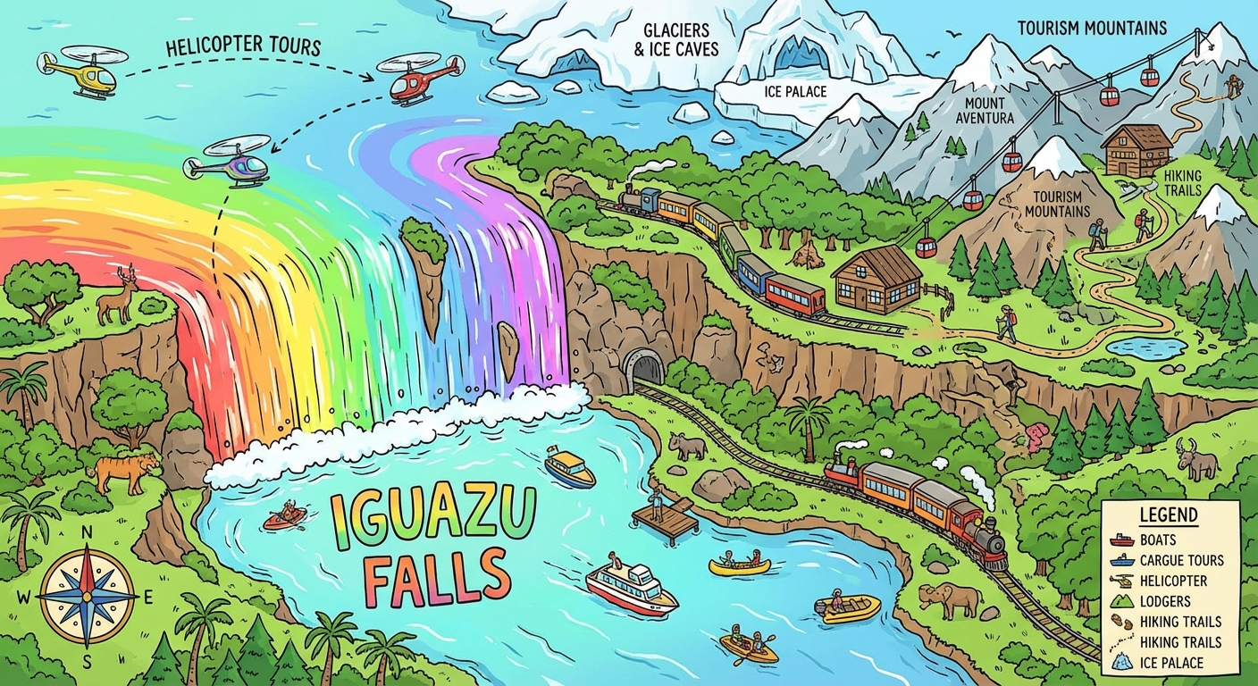 Cartoon map of Iguazu Falls